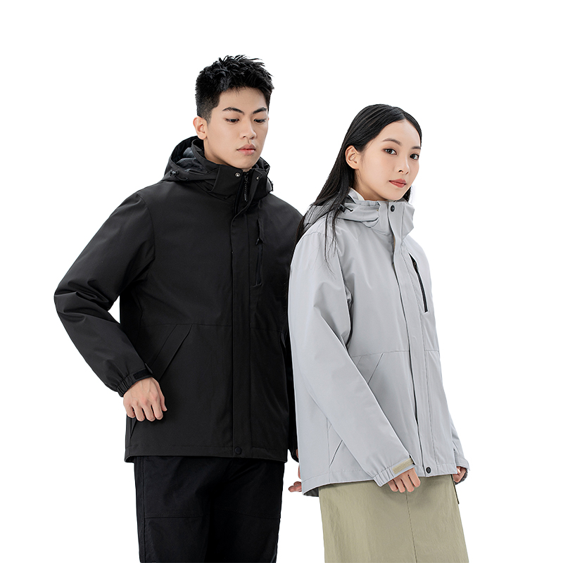 三极 TP8448 三合一冲锋衣两件套可拆卸摇粒绒内胆 单位：件 幻影黑（男女通码） XL