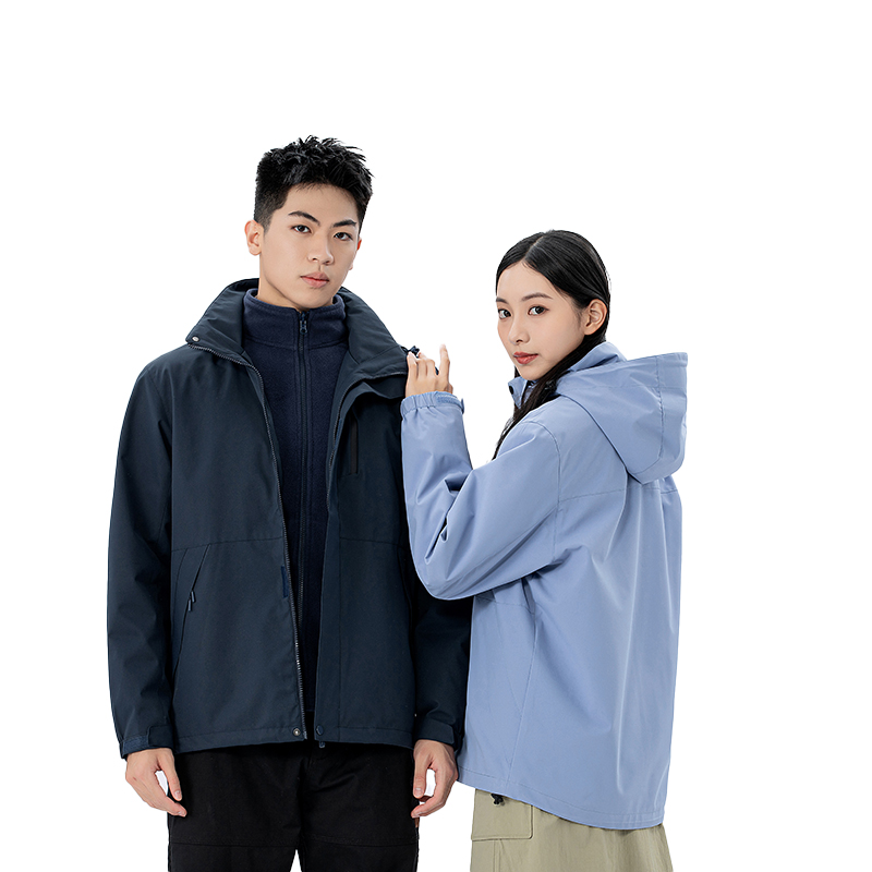 三极 TP8448 三合一冲锋衣两件套可拆卸摇粒绒内胆  单位：件 黑夜蓝（男女通码） XXL