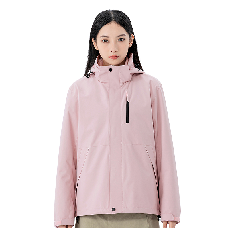 三极 TP8448 三合一冲锋衣两件套可拆卸摇粒绒内胆  单位：件 樱花粉（女款） L