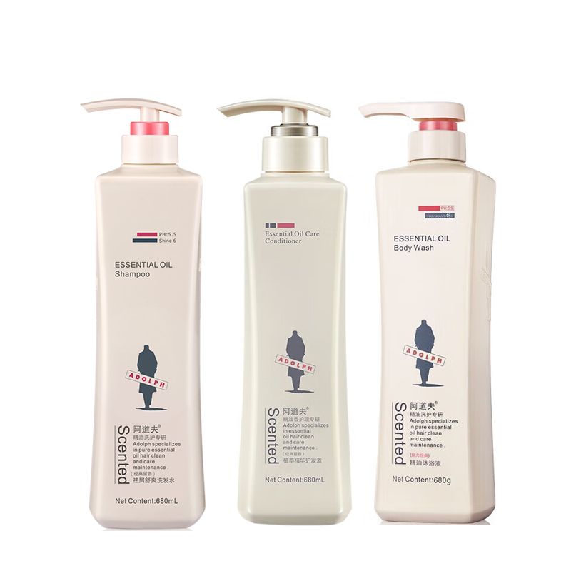 阿道夫精油香护理专研洗发水(祛屑舒爽)680ml+护发素(植萃精华)680ml+沐浴液(魅力经典)6 混色