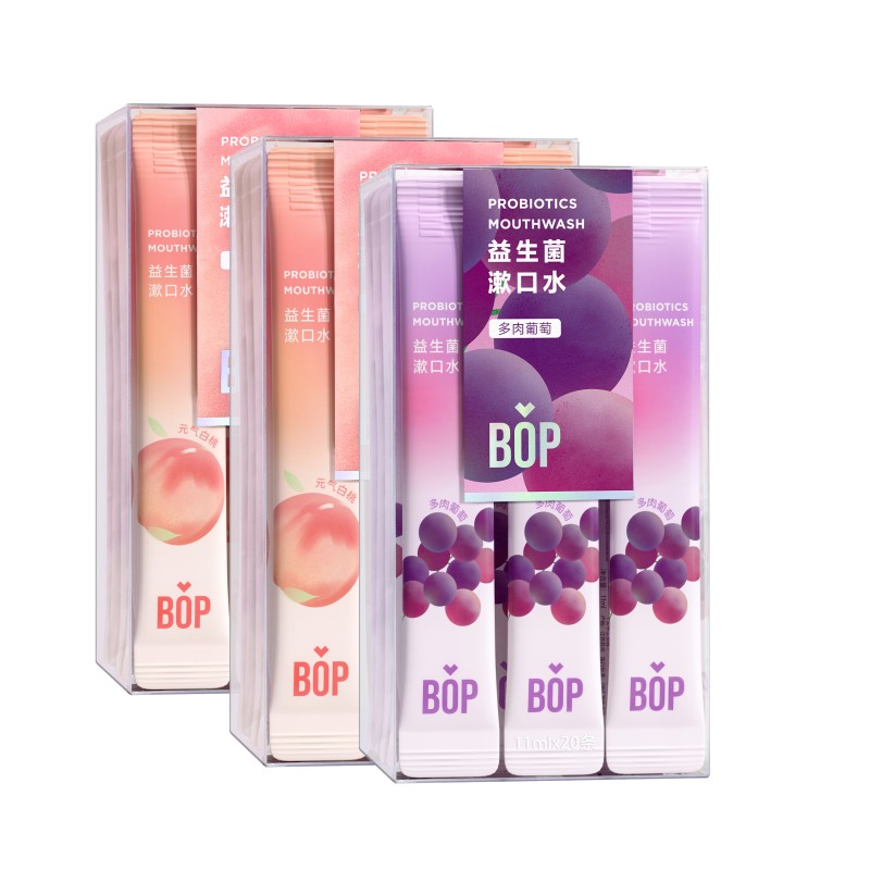 BOP波普专研益生菌漱口水元气白桃口味*2+多肉葡萄口味*1到手60条(单位：盒） 豆沙色