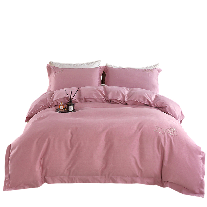 洁丽雅&ldquo;流年&rdquo;JLY-TJ868铂金全棉四件套-紫 粉色