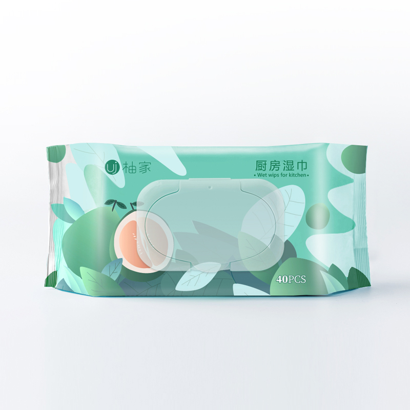 柚家厨房湿巾  40片/包*4包 白色