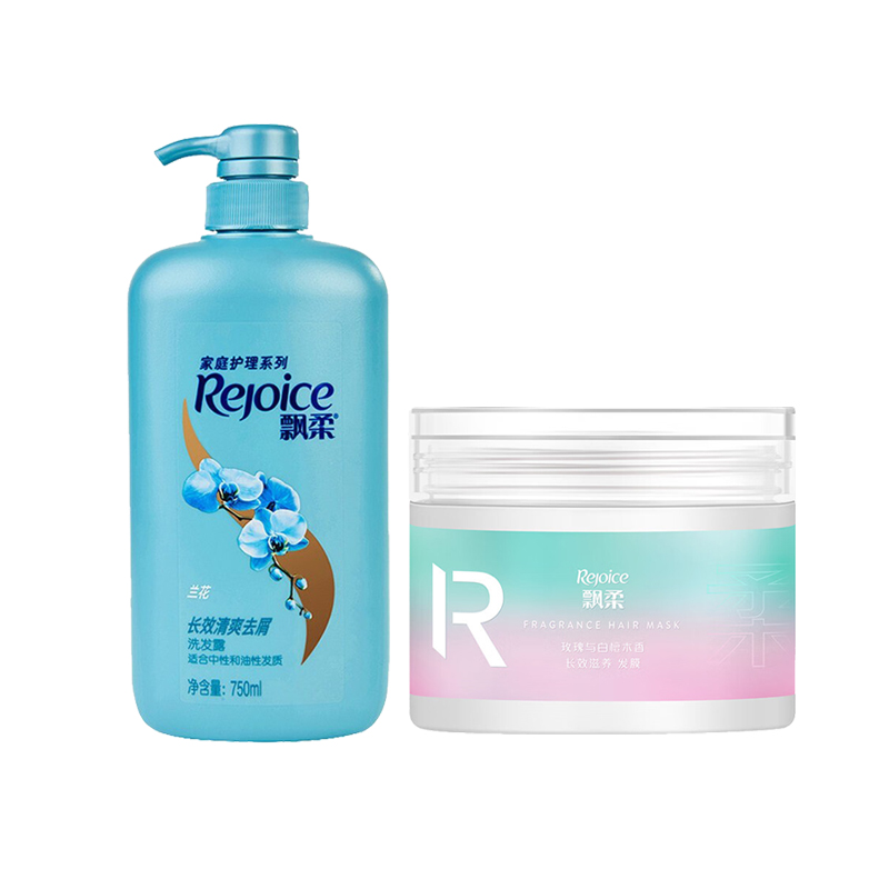 飘柔日常护理双效去屑清爽型洗发露750g+ 飘柔奢享香氛滋养发膜(香遇巴黎)300G  套 无色