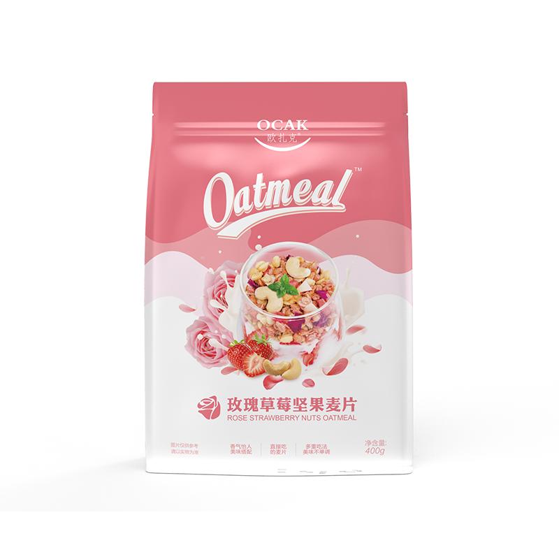 欧扎克玫瑰草莓坚果麦片400g（单位：包） 玫瑰红色 混合口味
