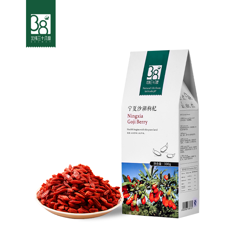 【Ole'超市同款】北纬三十八度丨宁夏沙湖枸杞300g特优级免洗头茬枸杞无硫无添加单位：盒 白色