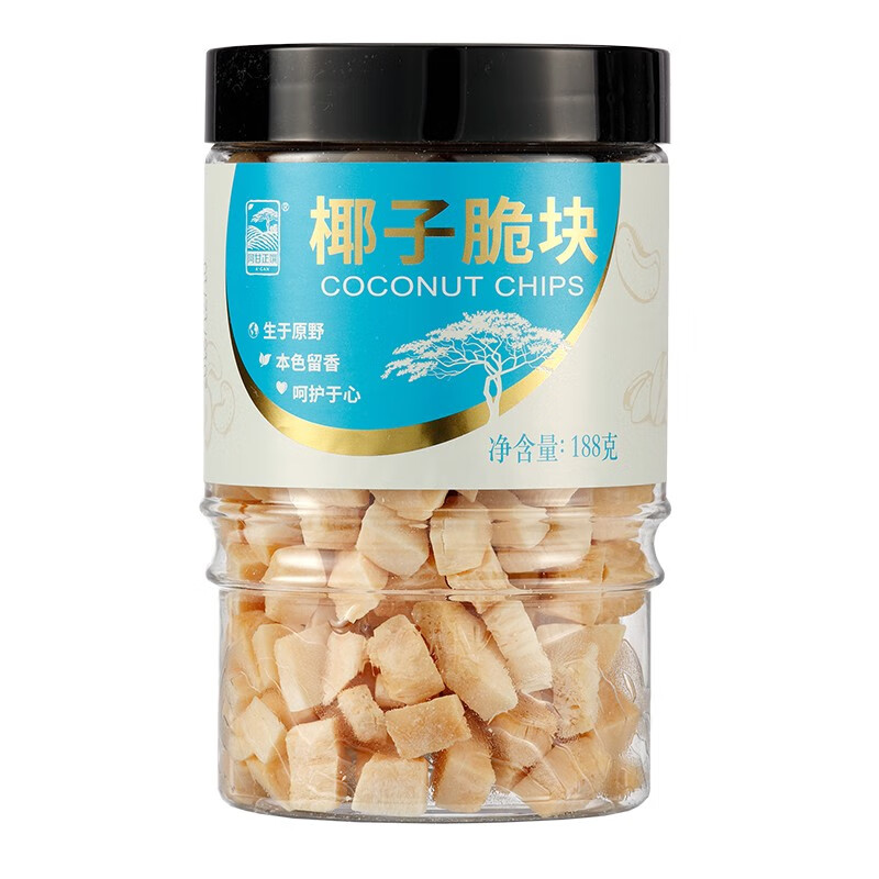 阿甘正馔（A'GAN）休闲零食椰子脆块188g*1罐 （单位：罐）黑色