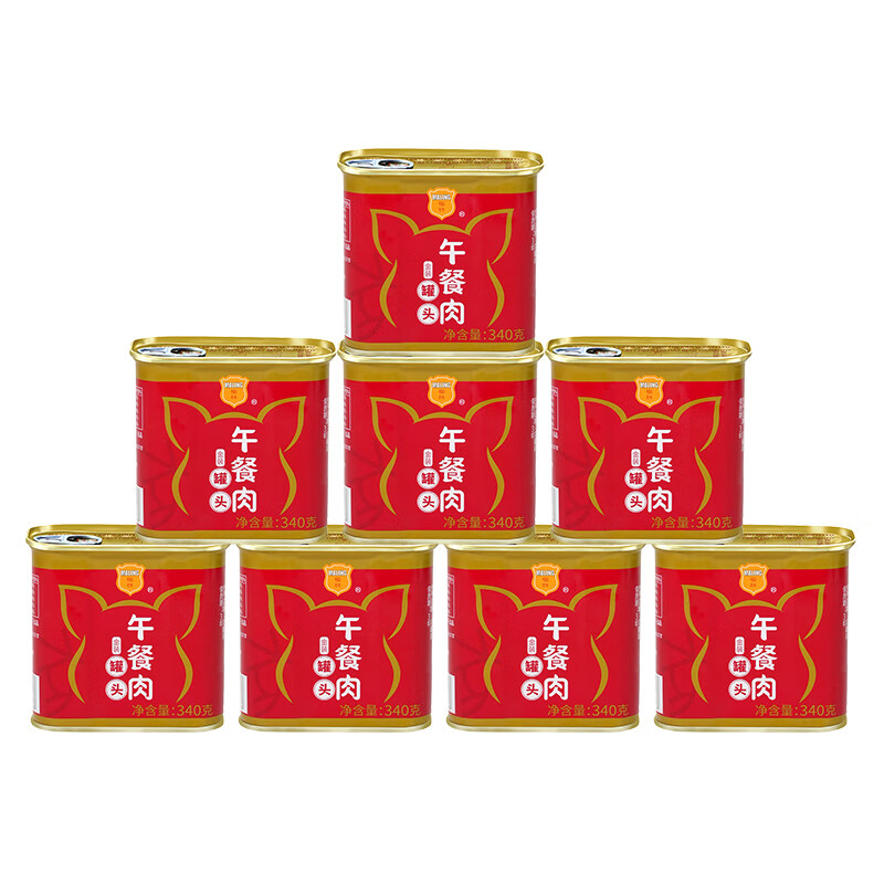 中粮梅林金装午餐肉罐头340g*8罐 小恐龙