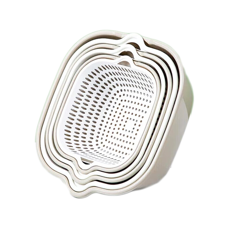 美厨家用方形多功能水果蔬菜沥水篮6件套 MCPJ8329（单位：套） 浅灰色