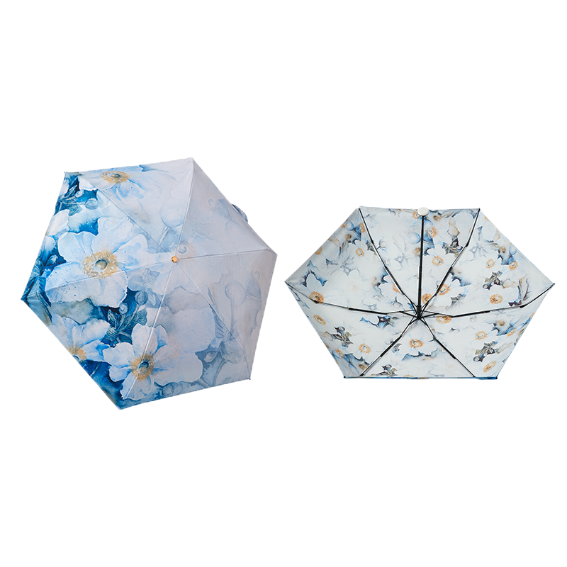 尼诺里拉双面印花五折晴雨伞NR0186（单位：把） 天水蓝