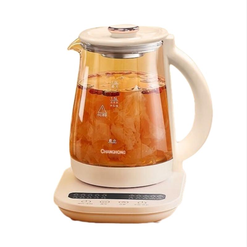 长虹多段保温迷你玻璃花茶壶 智能恒温电热水壶 1.8L大容量CHG-1803单位：个 米色