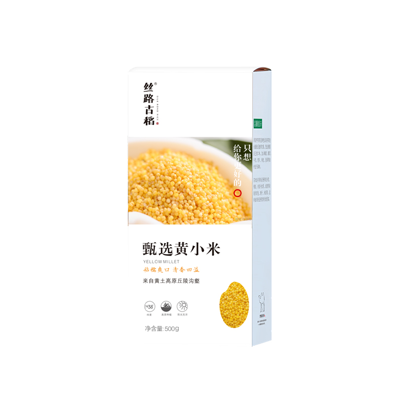 北纬三十八度 | 丝路古稻甄选黄小米500g优质杂粮粗粮五谷杂粮颗粒饱满营养丰富单位：盒 白色