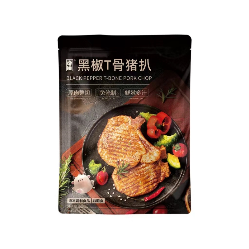 潮迹黑椒T骨猪扒微腌黑椒半成品腌制猪煎大排简餐100g（单位：件）  