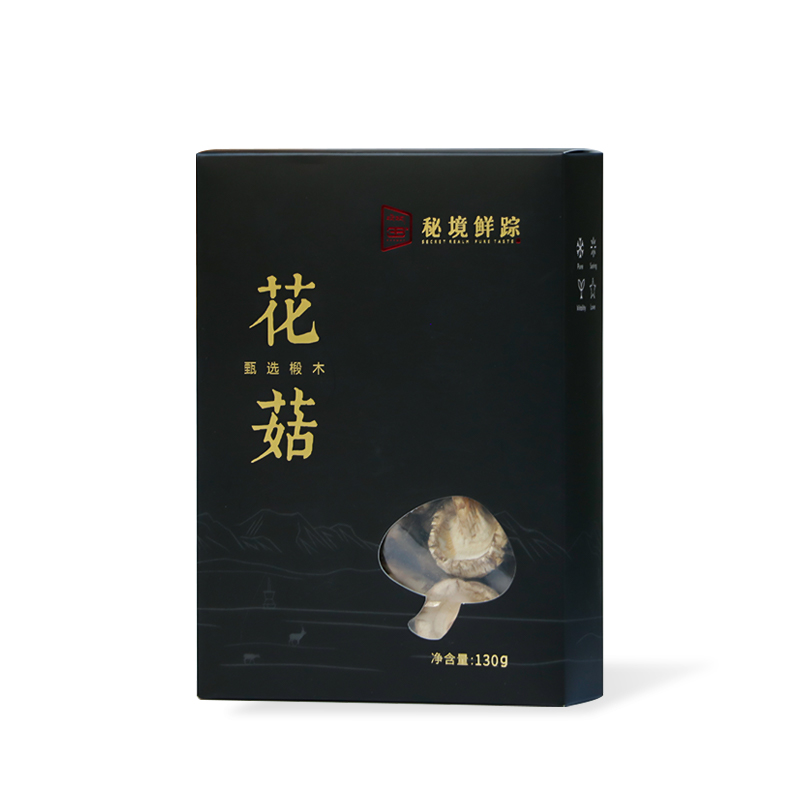 北纬三十八度 | 秘境鲜踪椴木花菇130g无硫无添加肉质厚实香气独特单位：盒 黑色