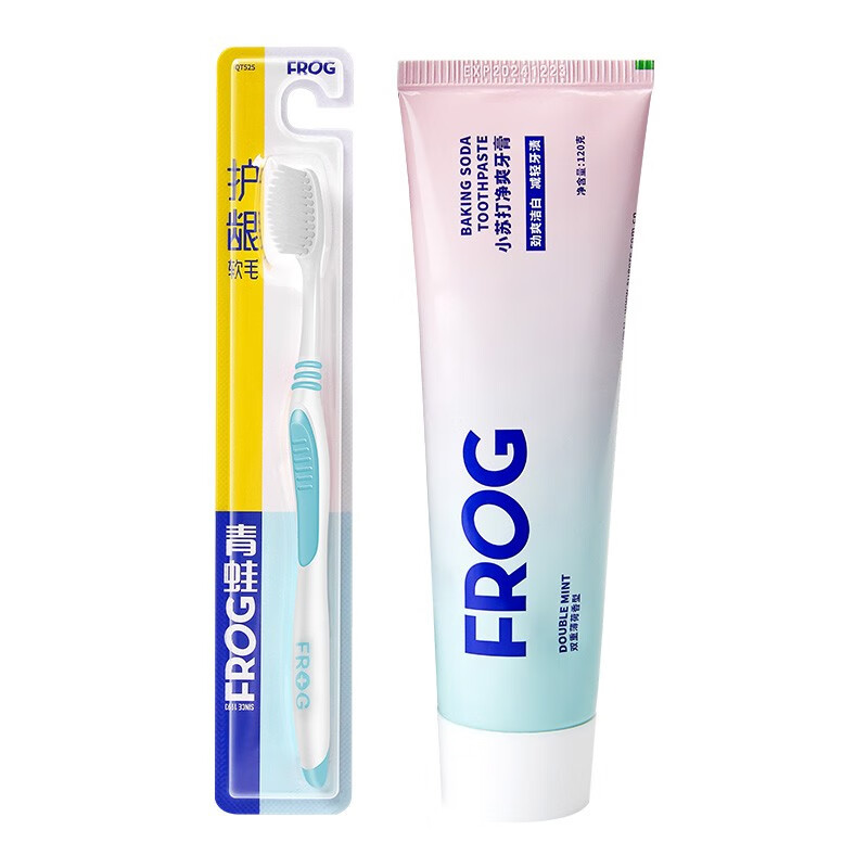 青蛙（FROG）微米小苏打牙膏亮白120g*1支包含青蛙细毛525系列牙刷1支 颜色随机（单位：组） 混色