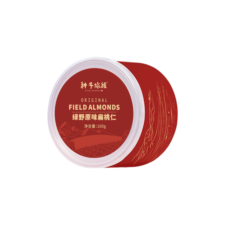 北纬三十八度 | 种子旅程罐装绿野原味扁桃仁160g加州原生扁桃仁巴旦木无添加单位：罐 红色