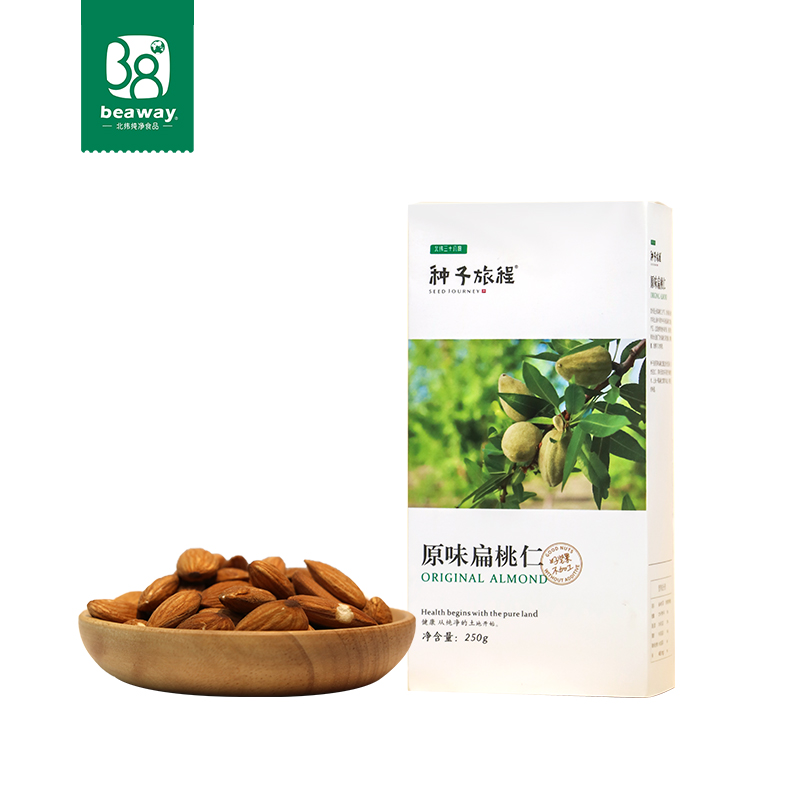 北纬三十八度 | 种子旅程原味扁桃仁 250g加州原生扁桃仁巴旦木无添加宝妈儿童健康休闲零食单位：盒  