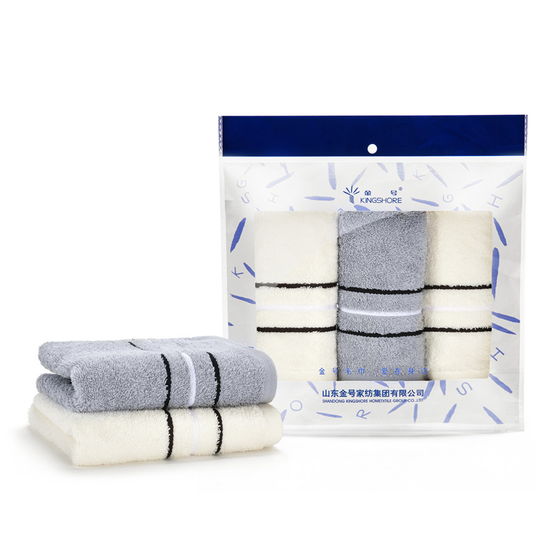 金号/清然/系列HY1118 三条毛巾巾选袋装（单位：袋） 白灰混色