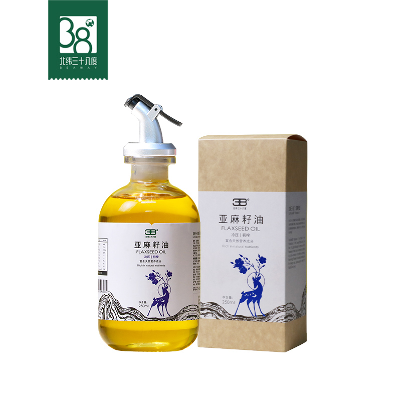 【Ole'超市同款】北纬三十八度 | 丝路古稻亚麻籽油（冷压初榨）250ml单位：瓶 琥珀色