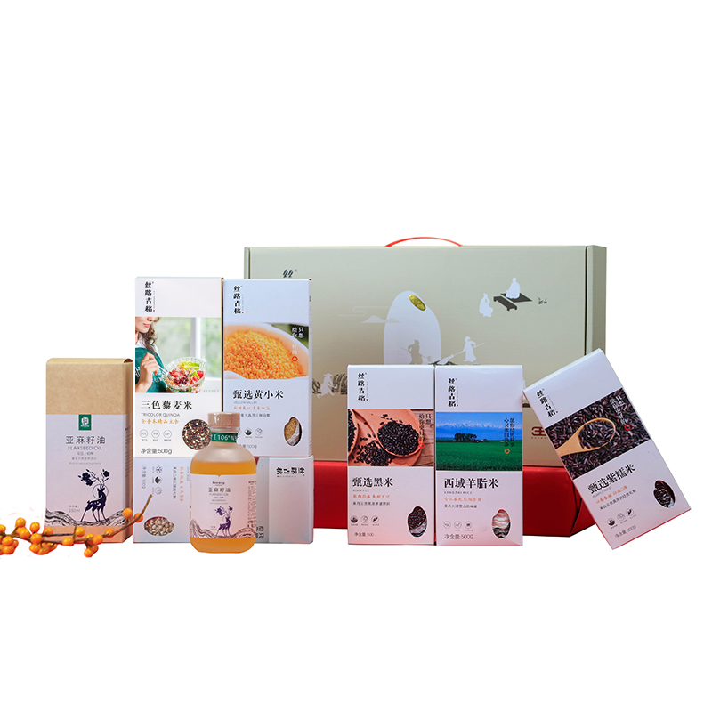 北纬三十八度丨丝路古稻有米有油礼盒健康营养主食3000g+250ml（单位：盒） 象牙色