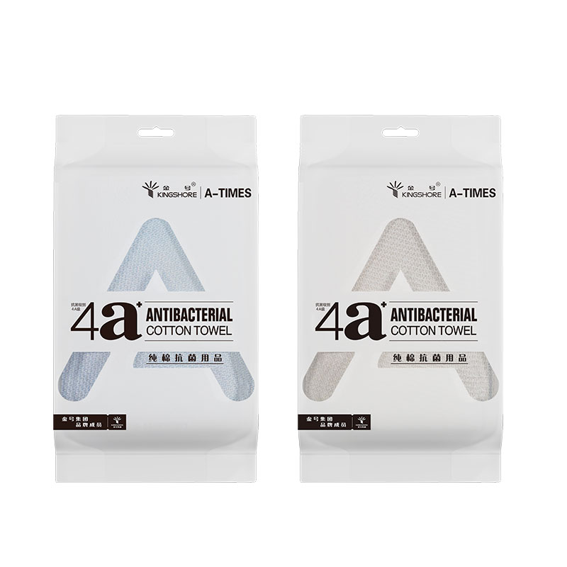 金号A-TIMES系列波菲特4A抗菌毛巾AT004 双条毛巾袋装（单位：袋） 蓝灰混色