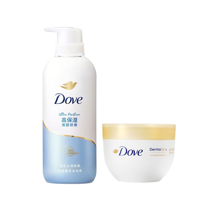 多芬清甜奶香高保湿沐浴乳500G+滋养焕亮身体乳300ML 混色