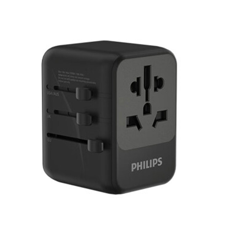 飞利浦（PHILIPS）全球转换插头插座多国通用多功能12W快充USB充电SPB1005（单位：个） 黑色