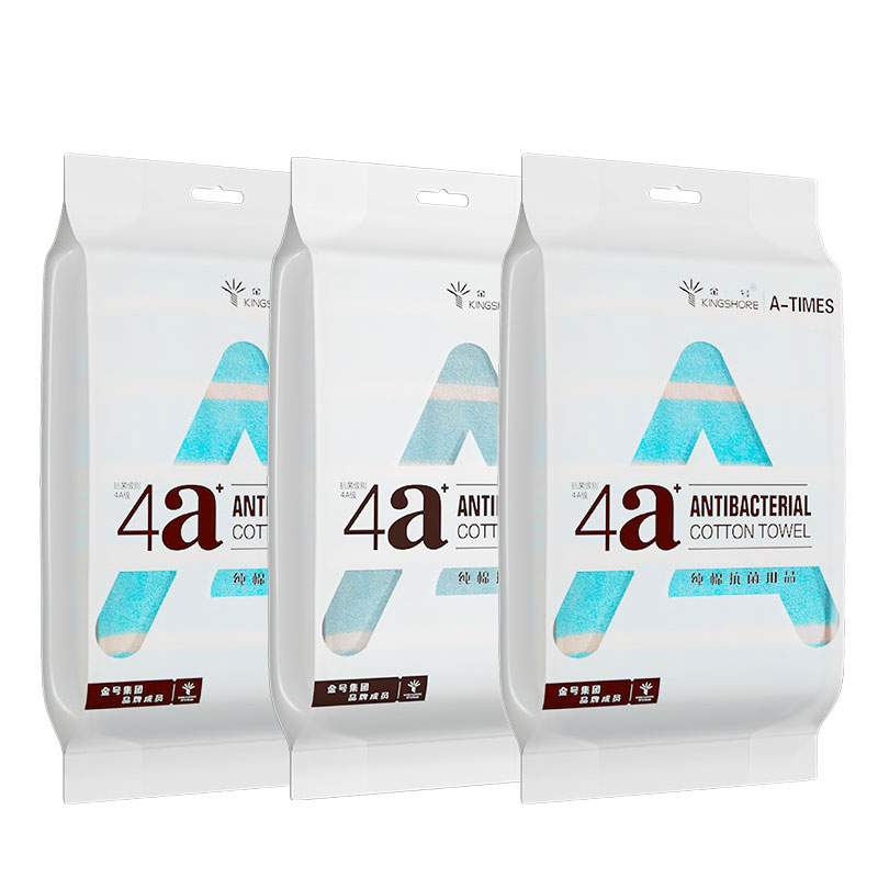 金号A-TIMES系列梦幻4A抗菌毛巾AT007 三条毛巾袋装（单位：袋） 深蓝浅蓝混色