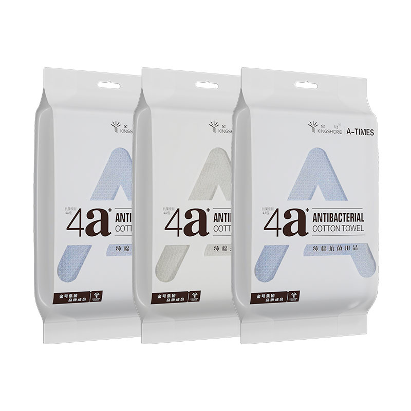 金号A-TIMES系列波菲特4A抗菌毛巾AT004 三条毛巾袋装（单位：袋） 蓝灰混色