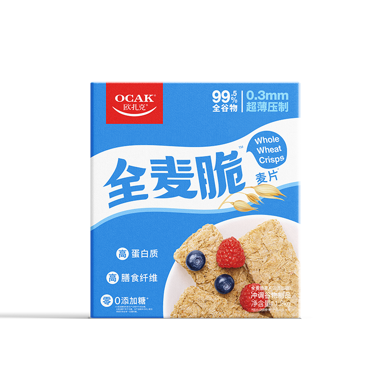 欧扎克 全麦脆块麦片0添加糖版 1.2kg（单位：盒） 宝石蓝 0添加糖
