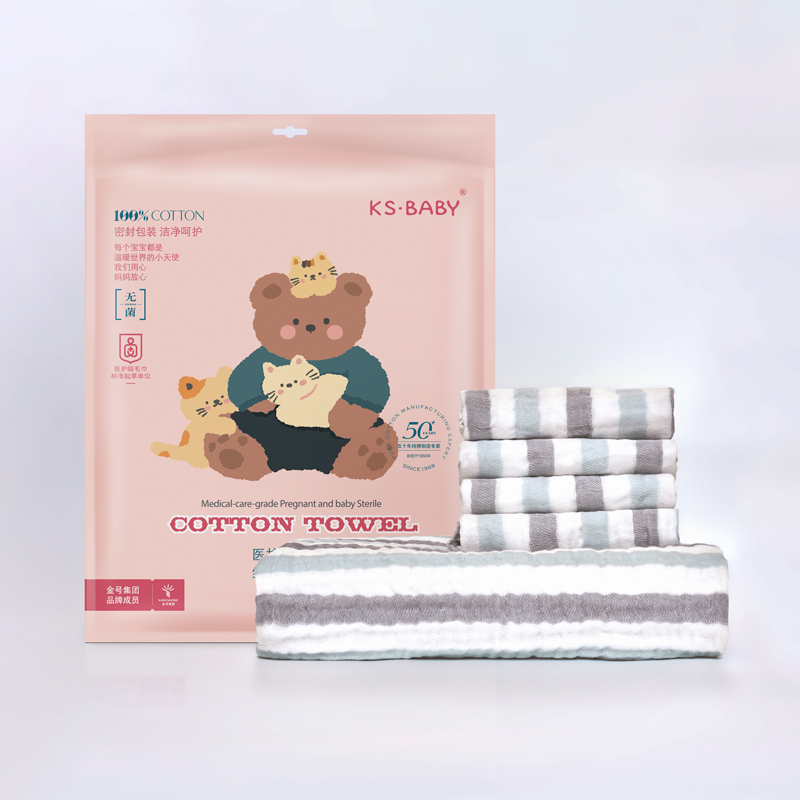 金号 A-TIMES系列  AT3655BBTMY 沁然 浴巾方巾四套装（单位：套） 蓝白条纹