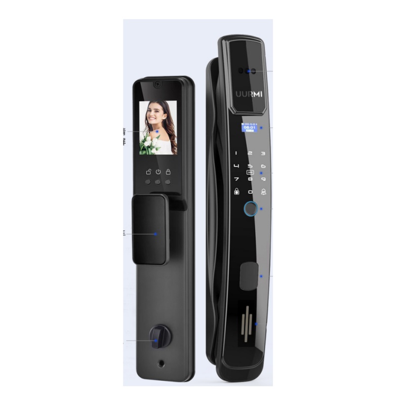 UURMI(悠米)2023新品德国悠米3D人脸识别指纹锁智能门锁全自动电子家用防盗可视猫眼密码锁 套 浅灰色