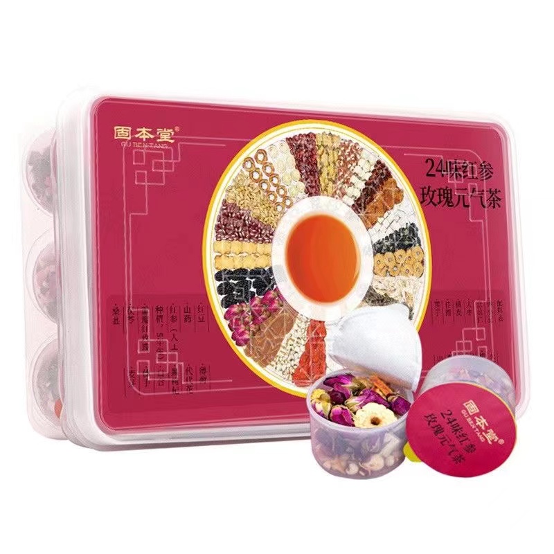 固本堂24味红参玫瑰元气茶500g盒 女性调理高配版女神养颜茶（单位:盒） 莓果色