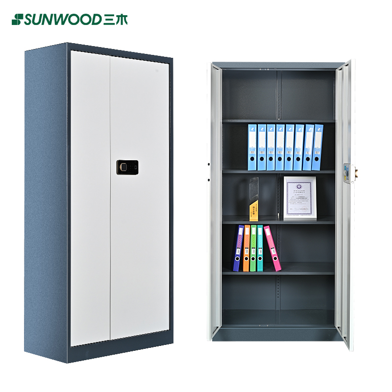 三木 BG875 通体双门指纹保密柜文件柜(无屉) 国密锁柜双认证 灰蓝色
