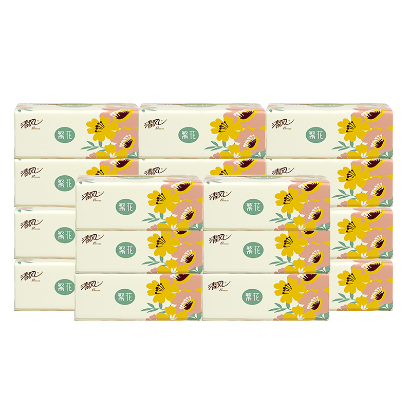 清风繁花系列2层150抽18包装软抽纸AR36TMSX6（单位：套） 黄色