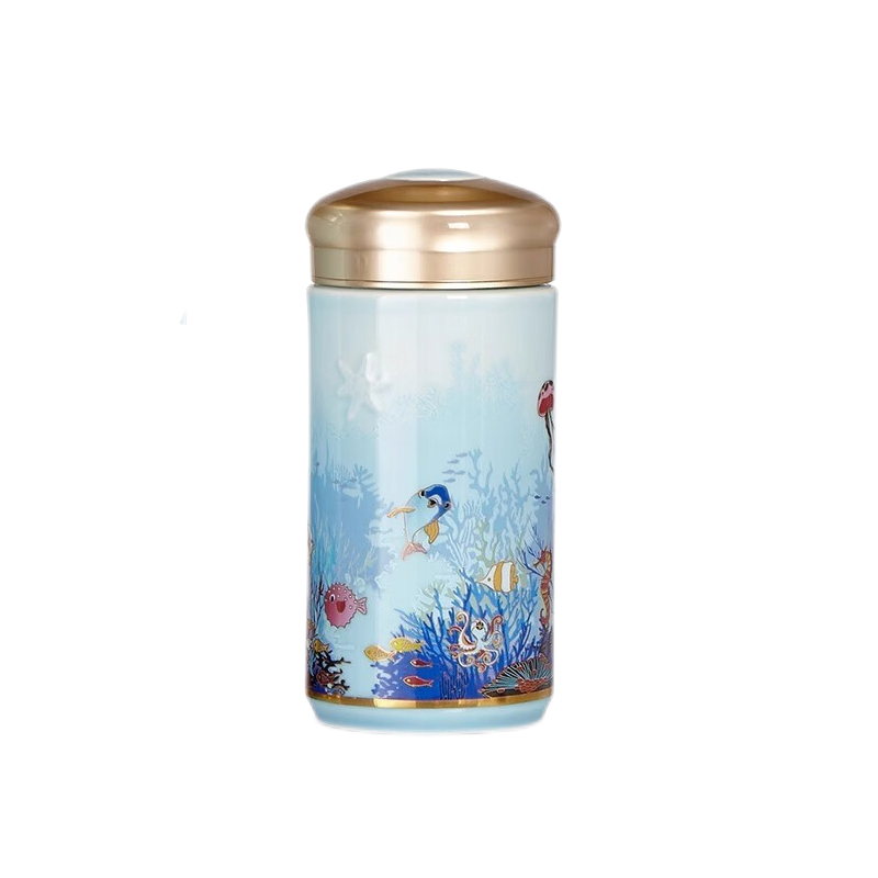 乾唐轩活瓷杯陶瓷杯海底世界精美随身杯（小）单层 380ML（单位：只） 颜色随机
