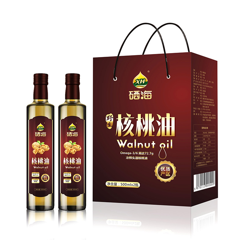 XH硒海（礼盒装）冷榨核桃油500ml*2（单位：盒） （礼盒装）冷榨核桃油500ml*2