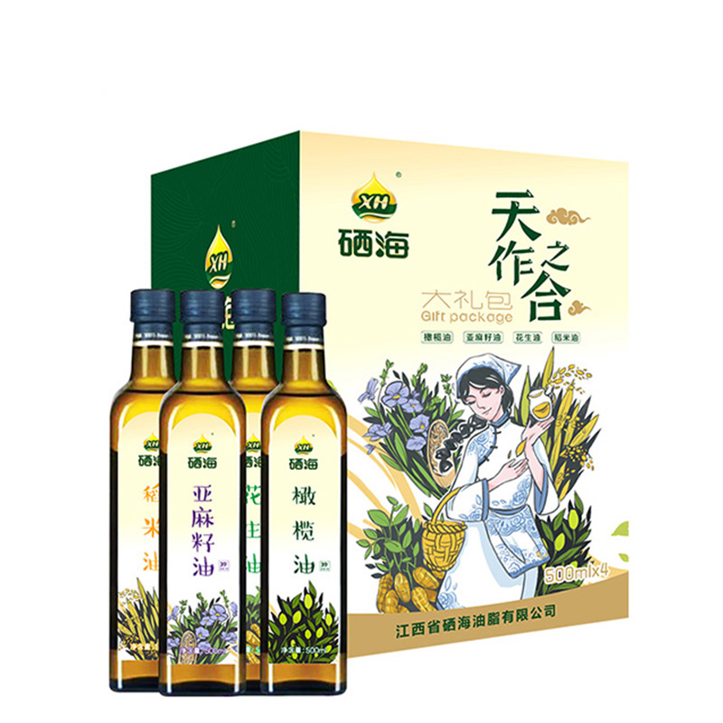 XH硒海（礼盒装）橄榄花生稻米亚麻籽天作之合500ml*4（单位：盒） （礼盒装）天作之合500ml*4瓶