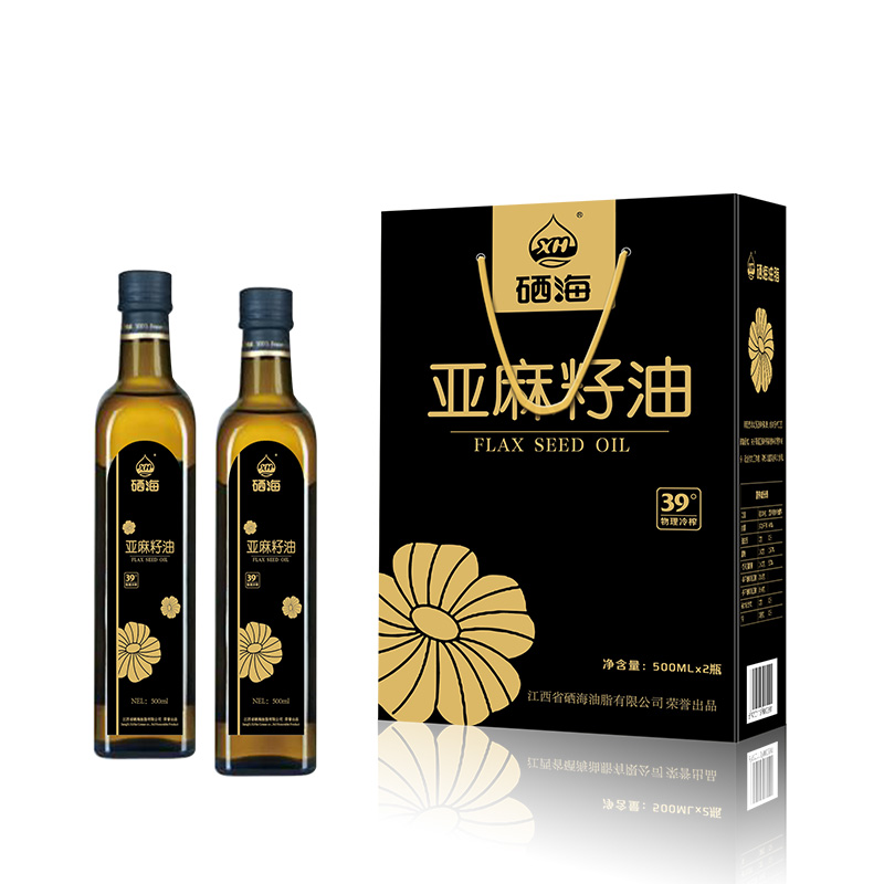 XH硒海（礼盒装）冷榨亚麻籽油500ml*2（单位：盒） （礼盒装）亚麻籽油 500ml*2瓶