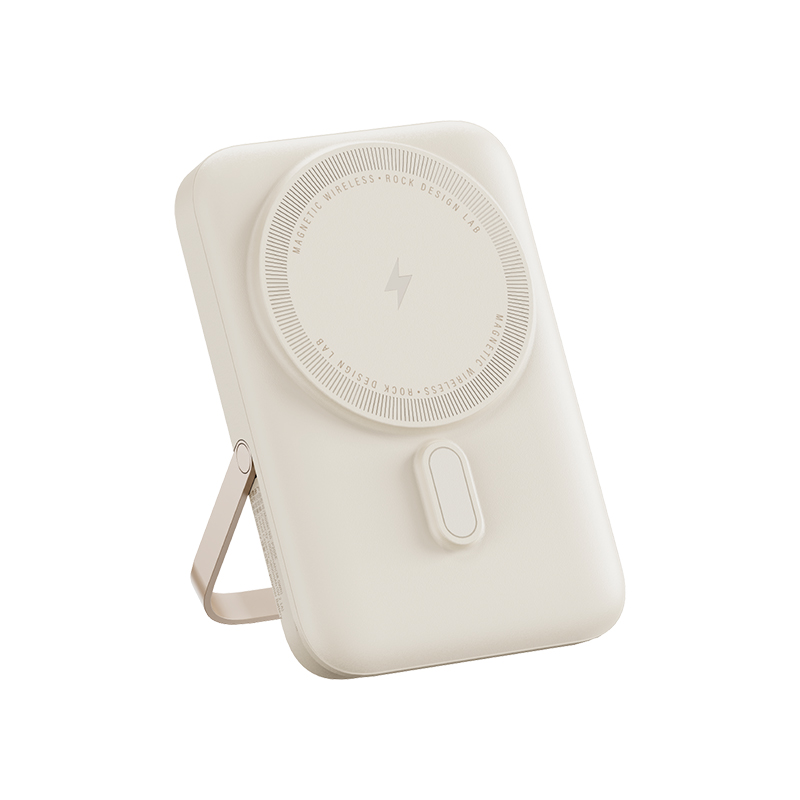 ROCK P20SE磁吸无线充PD20W支架快充移动电源 10000mAh P20SE  单位：个 米白色