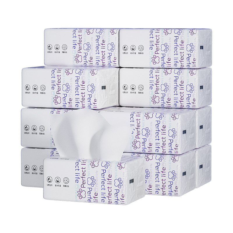 艾逸瑶选AYYX038-12原生木浆完美生活亲肤软抽纸360张12包（单位：提） 紫色