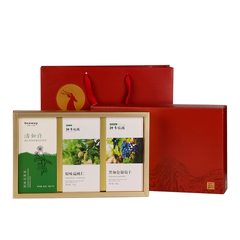 北纬三十八度 | 阖家团圆休闲零食礼盒丨B组合 546g 无添加健康原味茶饮干果蜜饯单位：盒 红色