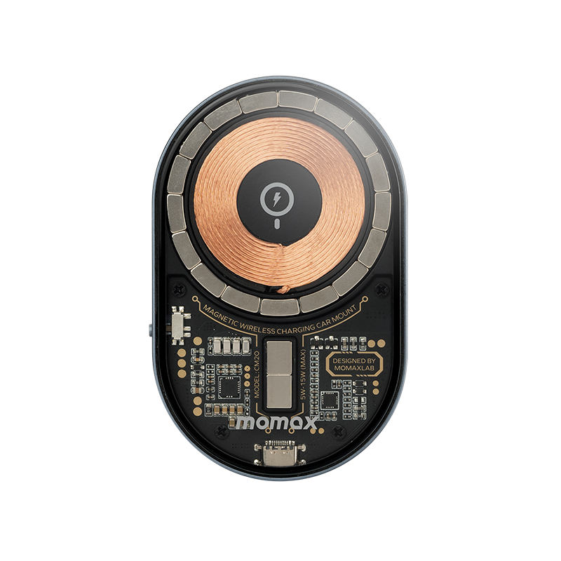 Momax:Q.MAG MOUNT3透明磁吸无线快充车载支架(15W 深灰色)单位：个 深灰色