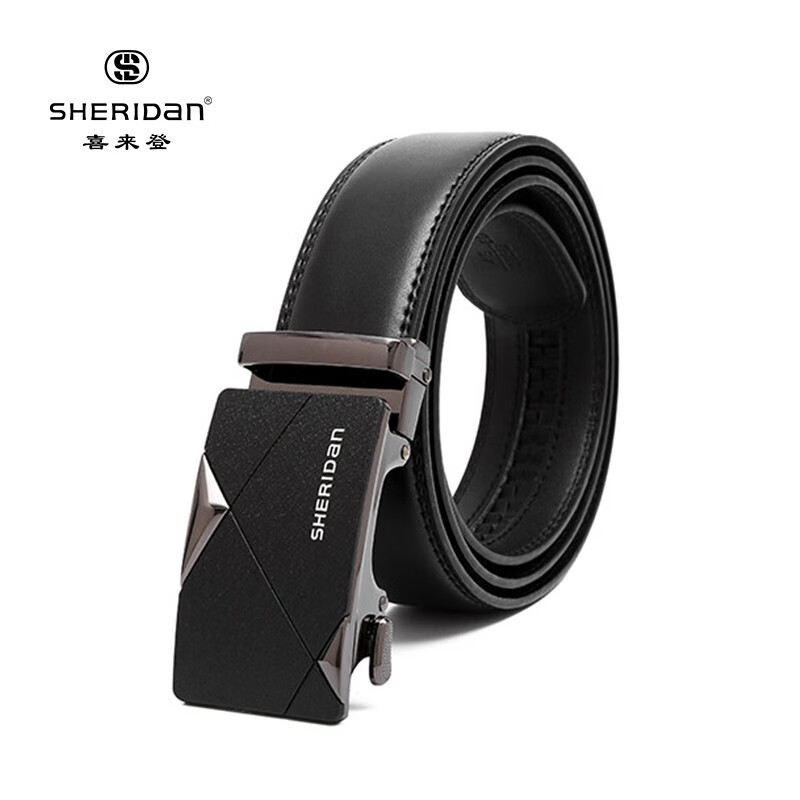 SHERIDan喜来登男士皮带牛皮腰带自动扣裤袋礼盒装NL190453S单位：条 黑色