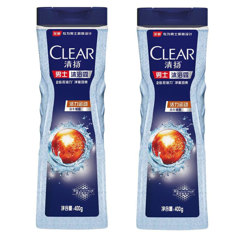 清扬（CLEAR） 男士平衡控油沐浴露活力运动400G*2瓶 （单位：瓶）混色