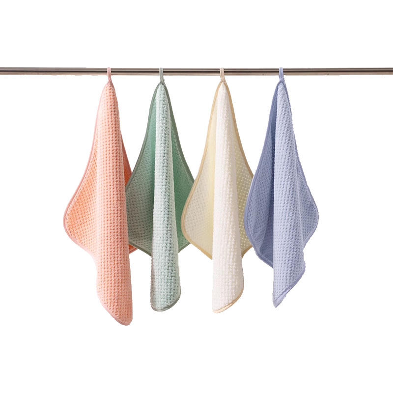 洁丽雅珊瑚绒菠萝格儿童毛巾洗脸洗澡柔软吸水不掉毛家用小方巾W2815 01（单位：条） 粉色+绿色+米色+蓝色