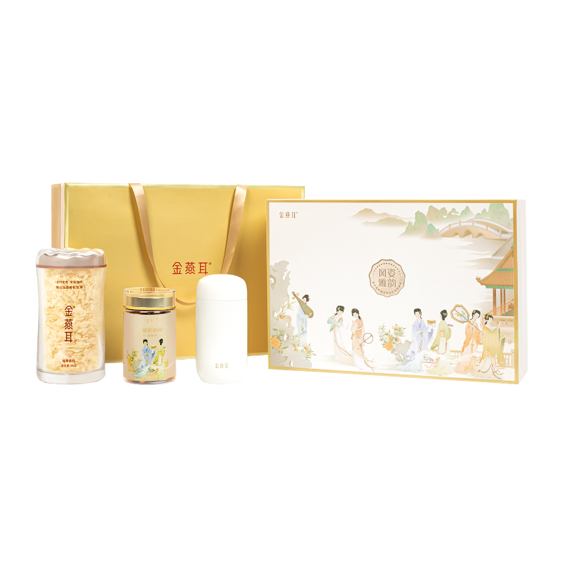 金燕耳风姿雅韵(纯萃系列有机银耳桂圆礼盒装  单位：盒 白色