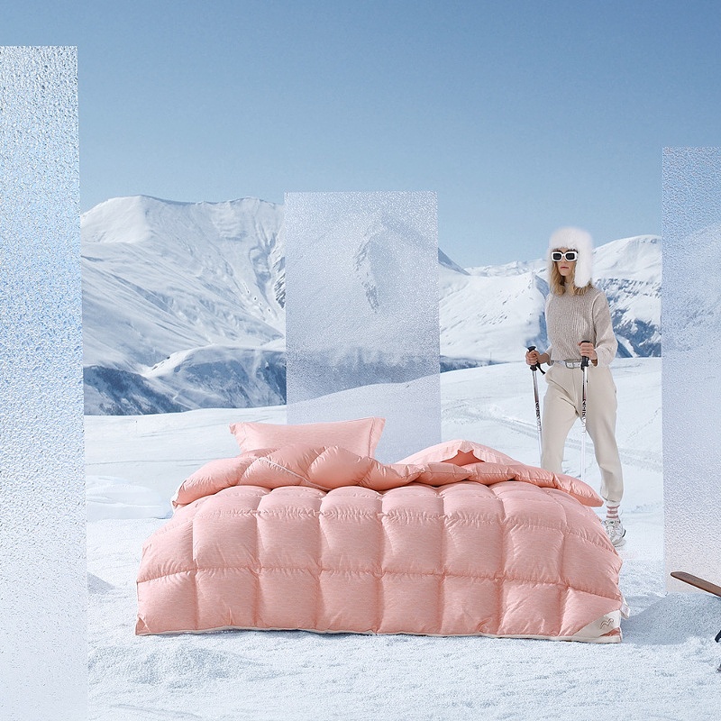 水星家纺 暖绒绒抗菌防螨白鹅绒冬被 220cm&times;240cm 540564  单位：张 粉色 220cm&times;240cm