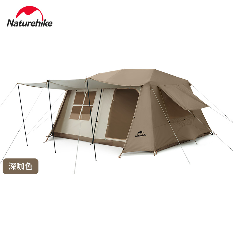 NatureHike挪客NH22ZP004屋脊自动帐篷 户外露营野营装备两室一厅防水防晒（单位：个） 深咖色