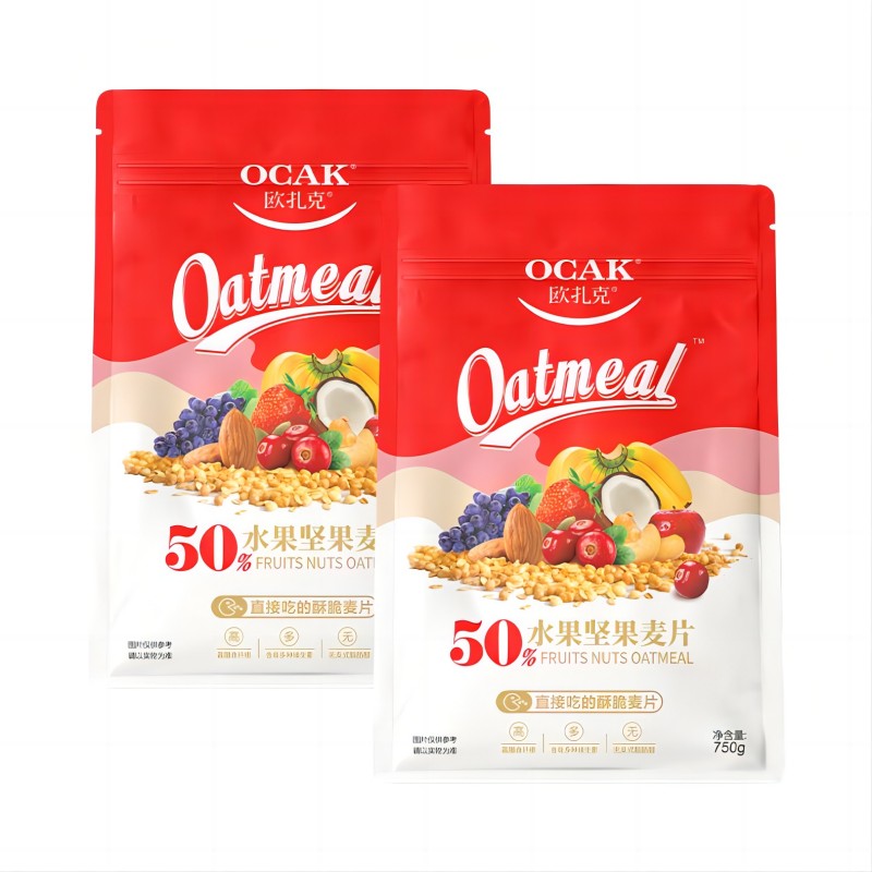 欧扎克 50%水果坚果麦片750g*2 单位：袋 红色 水果坚果*2